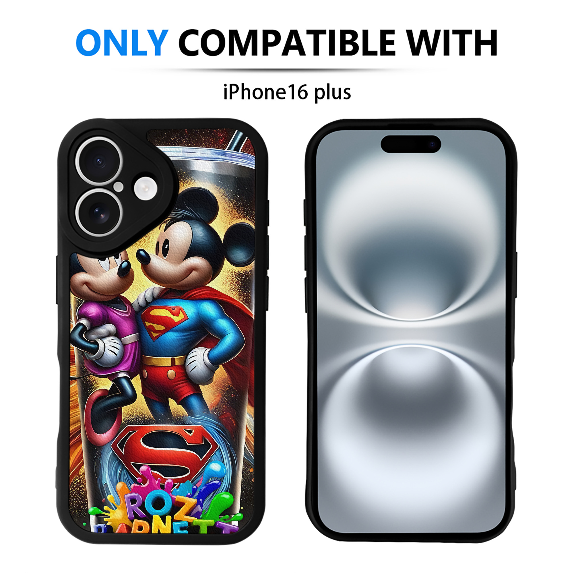 （画像用） ミッキーマウス Mickey Mouse 【iPhone 16シリーズ対応】シリコンスマホケース（レザー調） 材質：シリコン
